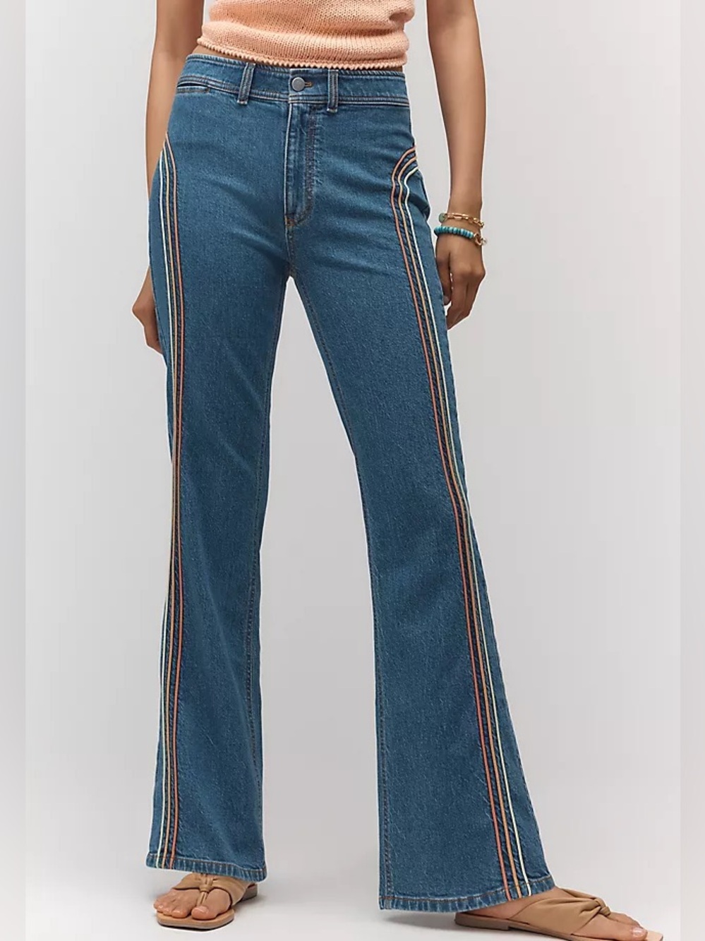 Anthropologie Pilcro high waisted rainbow flare jeans NWT Sz 26